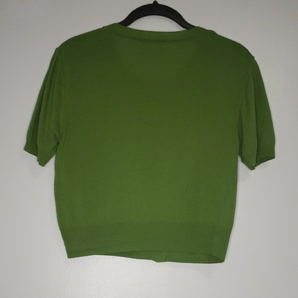 OAK + FORT Green Button-Up Short Sleeve Cardigan Small - Picture 5 of 9